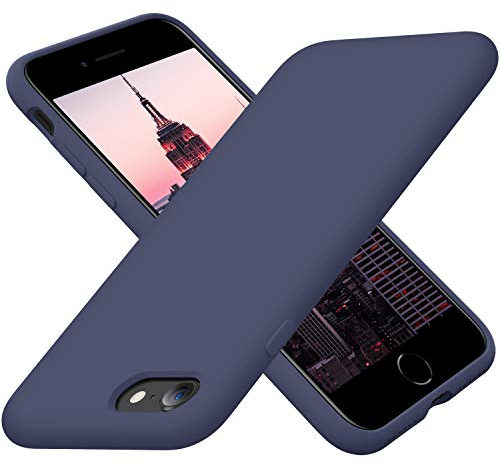 Cordking Designed for iPhone SE Case 2022/2020, for iPhone 7 8 Case, Silicone Ultra Slim Shockproof Phone Case with [Soft Microfiber Lining], 4.7 inch, Navy Blue