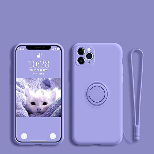Cover per supporto ad anello magnetico in silicone per iPhone 11 12 13 Pro XS Max XR XS X 8 7 6s Plus Cover per supporto per dito con supporto morbido, viola lilla, per iPhone 8 Plus