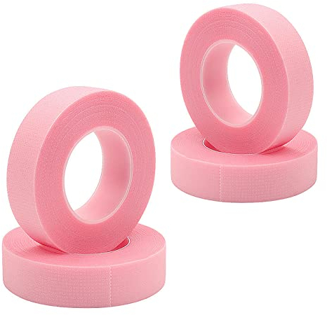 4 Rollos PE Cinta de Pestañas, Rosa Cinta de Extensión de Pestañas de Cinta, Adhesiva Cinta de Microporosa Transpirable, 9 m por Rollo Postizas