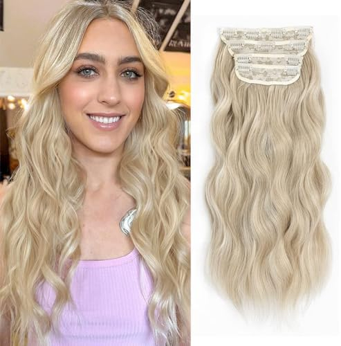 Ms Taj Clip in Extensions 4PCS 50cm Blonde Haarverlängerungen Natürliche lockige hinzufügen Volumen vollen Kopf Haar Synthetische Haarteile für Frauen