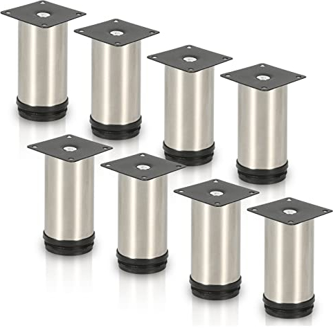 Joparri 8X Edelstahl Möbelfüße Höhe 120 mm Möbelfuß Sockelfüße für Möbel, Küchenschränke Tischfuß Schrankfüße Belastbar bis 250 Kg