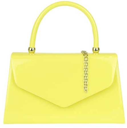 Girly Handbags Lack-Clutch-Tasche, Handtasche, kleines Hartschalenetui für Damen Gelb