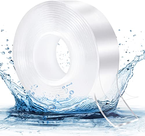 3M Ruban Adhésif Nano Réutilisable Extra Fort, 2MM Transparent Lavable Nano Tape, Antidérapant Double-Face Gel, Amovible Traceless Bande Antidérapant pour Les Tapis, Murs Maison ou Bureau