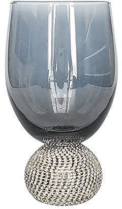 HIUHIU Verres À Vin en Strass Bling Bling, Gobelet Clouté De Diamants Verres À Whisky/Champagne/Jus De Fruit pour Mariage, Fête Ou Anniversaire,Grey d