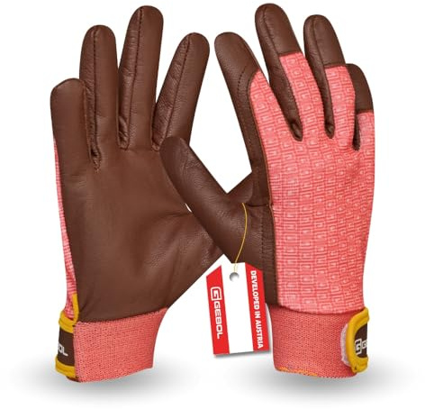 Gebol Campsis Gartenhandschuhe, Gr. 4, Leder | Für Beet, Rosen & Pflanzarbeiten, schützt vor Dornen & Erde, feines Tastgefühl, angenehme Passform, langlebig