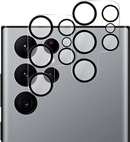 QUITECO Kamera Schutz Glas für Samsung Galaxy S22 Ultra 5G [2 Stück] Panzer Schutzfolie Linsenschutz Kameraglas