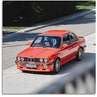 Vintage Sport Auto für BMW 3er (E30) Rot Luxus Auto Poster Dekorative Malerei Leinwand Wandposter und Kunstbild Druck Modern Familie Schlafzimmer Dekor Poster
