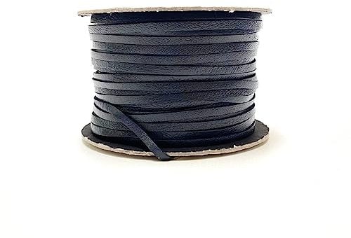 3mm Flat Genuine Leather Cord Thonging Strip Laces Bracelet Necklace Jewellery In (Navy, 2 Metres)