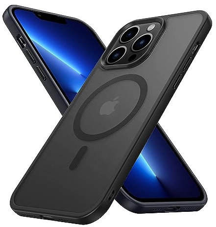Cadorabo Hülle kompatibel mit Apple iPhone 13 PRO in SCHWARZ [Kompatibel mit MagSafe] Hybrid Matt Design Magnetisch Stoßfest Kratzfest mit Rundumschutz Case für Apple iPhone 13 PRO in Schwarz