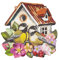 Ideen mit Herz Diamond-Painting-Fensterbild | doppelseitiger Druck | ca. 20 cm Ø | inkl. Diamond-Painting-Steine für Vorder- und Rückseite (Vogelhaus & Kohlmeisen)
