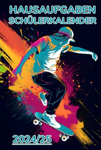 Hausaufgaben Schülerkalender: Skater Cover für Schüler mit Datum Notizen | Schülerplaner | To Do Listen | Stundenplan | Hausaufgabenheft |