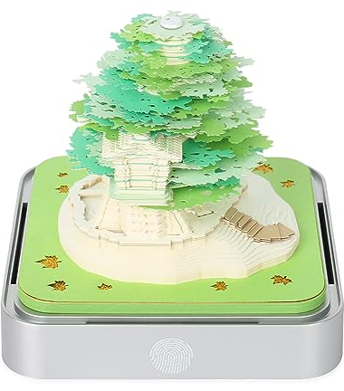 2024 Sakura Tree kreativer Schreibtischkalender mit LED-Lichtern, Papierschnitzerei, Kunstblöcke, DIY-Kunstkalender, Desktop-Dekoration, Haus-Skulptur, Zeitmesserkalender 3D