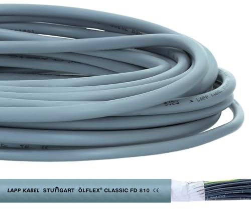 Lapp 0026121 ÖLFLEX CLASSIC FD 810 - Cavo di controllo 4 x 0,75 mm² grigio con conduttore di protezione verde e giallo I Cavo di traino altamente flessibile in PVC per catena da traino 4 G0,75 I cavo