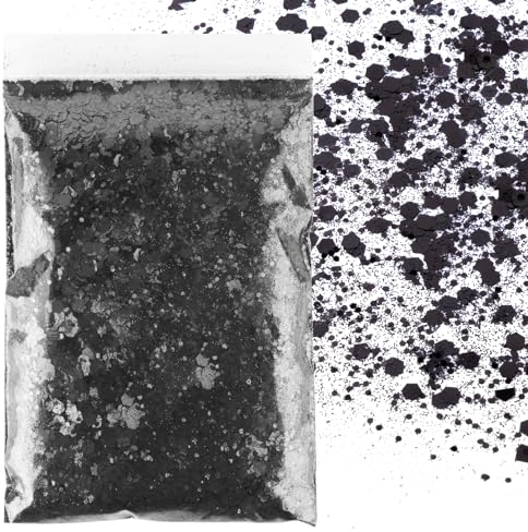 50g Poudre à Paillettes Noir Peinture Pailletée Fines Scintillant en PET Accessoire Loisirs Créatif Décoration Maquillage Ongles Nail Bricolage Artisanat Carte pour Fête Noël Mariage Anniversaire