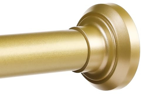 ENJOYBASICS Shower Curtain Rod 30 to 76 Inches, 1 Inch Stainless Steel Adjustable Spring Tension Rods No Drill for Bathroom, Closet, Window, Room Divider, Never Rust, Non Slip, Gold