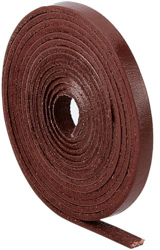 GORGECRAFT 2m*6mm*2mm Cordoncino di Pelle di Vacchetta Piatto Cordoncino di Cuoio Pieno Fiore Strisce di Pelle di Bufalo Cinturino Intrecciato Corda di Filo per Braccialetti, Marrone Noce di Cocco