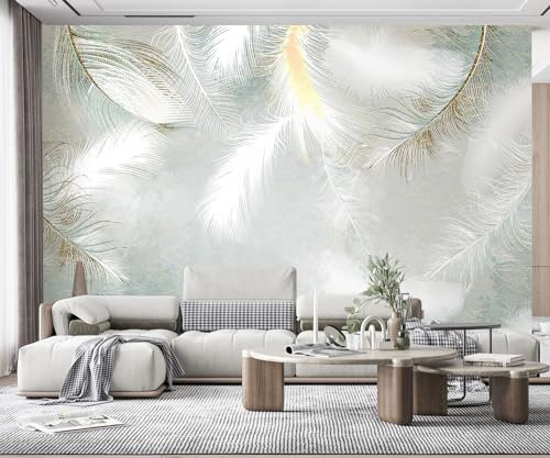 Papier Peint Panoramique Plume Blanc Abstrait Tapisserie Peinture Murale Papier Peint 3D Fresque Salon Chambre -MIWEI Wallpaper-125-400cmx280cm