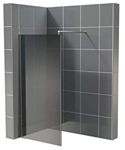 Glasplatte24 Walk in Dusche in Grau 140 x 200 cm, 10mm ESG Duschwand, Nano Glas Duschabtrennung