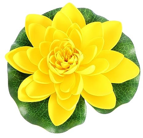 OUNONA 6stücke Gelbe Künstliche Seerosen Lotusblumen Kunststoff Schwimmende Teichpflanzen Mit Mittelgroßen Und Großen Lilien Für Innen Und Außenbereich