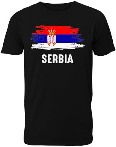 Herren T-Shirt mit Serbien Länder Fahne/Flagge für Fans & Supporter und Fußball EM WM - auch als Geschenk für Fußball Trikot Fans