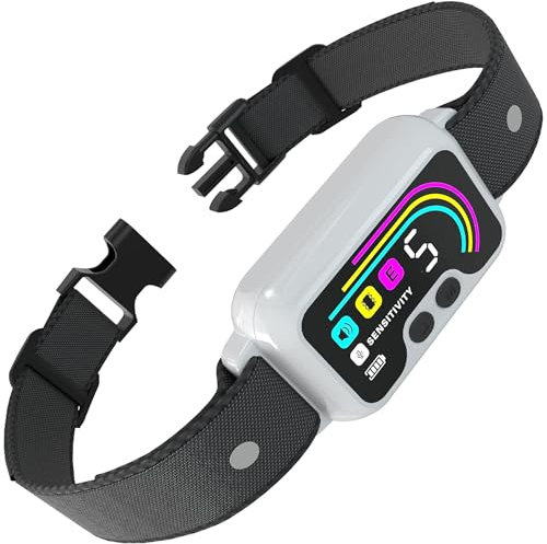 Meloive Collier Anti Aboiement pour Chiens,3 Modes Son/Vibration/Choc Statique,8 Niveau d'intensité Réglables,IP67 Étanche et Rechargeable pour Gros Petit Chiens