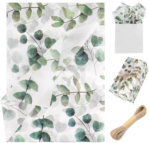 40 Sage Green Tissue Paper Sheets - Biodegradable Patterned Tissue Paper for Wrapping Gifts, 27.5 * 19.7 Inch - Perfect for Packaging Wedding, Birthday, Christmas, Mother's Day Gifts