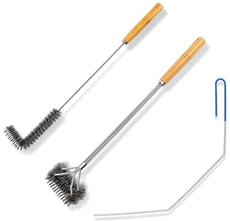 3Pcs Fryer Cleaner Tools Including Fryer Cleaner Brush Deeping Fryer Rod Long Handle Deeping Fryer Basket Cleaner Brush