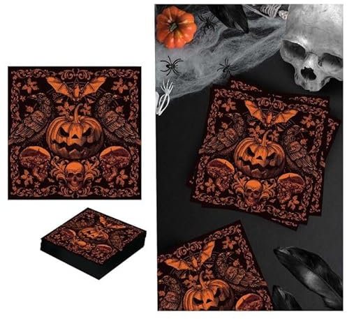 NEU Servietten Halloween Gothic Kürbis, 16x16cm, 20 Stück