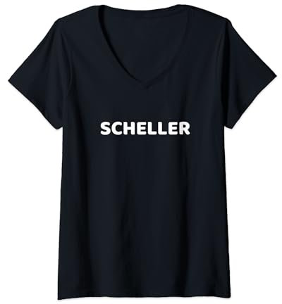 Damen Scheller Nachname Team Scheller Ehe Familienfeier Retro T-Shirt mit V-Ausschnitt