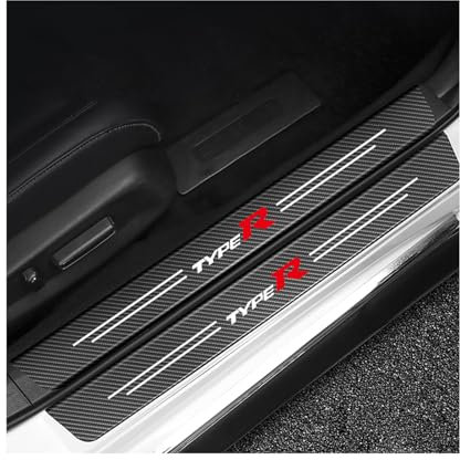 Generisch 4 Stücke Auto Pedal Einstiegsleisten Protector für Honda Type R, Car Kohlefaser Türschweller Schutz Aufkleber Schritt Platte Abdeckung