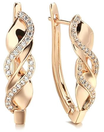Ohrringe Ohrhänger Creole 585 RG Rosegold Rotgold mit Zirkonia Edelstein- 19