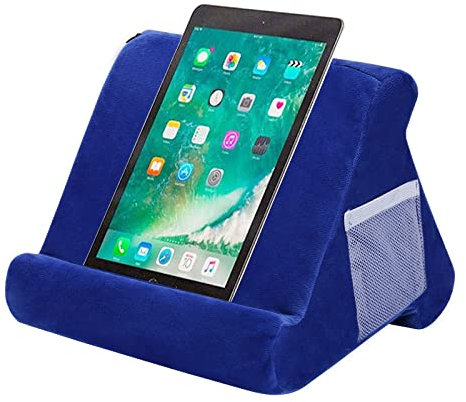 SHMIZZ Tablet Pillow Stand for IPad Soft Pad Rest, Multi Angle Universal Tablet Laptop Soft Reading Cushion Holder (Sapphire blue)