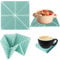 PFLMCR 4PCS Silicone Pot Holders, 2-in-1 Trivet & Pot Holder, 6.5in Foldable, Non-Slip, Light Green