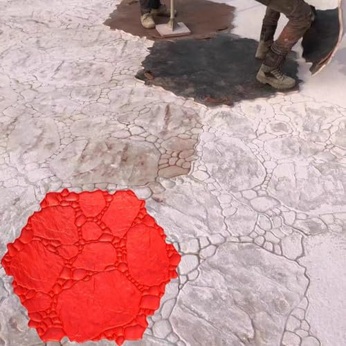 Jievmrs Beton Schablonen Große Betonstempelform, Kopfsteinpflaster-Zementdruckmatte mit Natürlichem Muster, Nahtlose Dekorative Betonform für Gartenwege