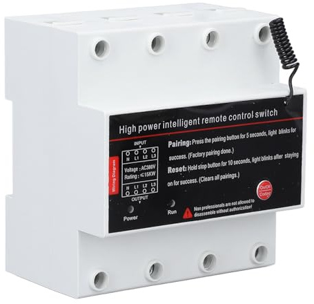 Interrupteur Longue Distance Triphasé 3000m, Télérupteur Haute Portée pour Porte de Garage, Volet Roulant, Éclairage et Pompe, Commande Sans Fil Jusqu'à 12kW