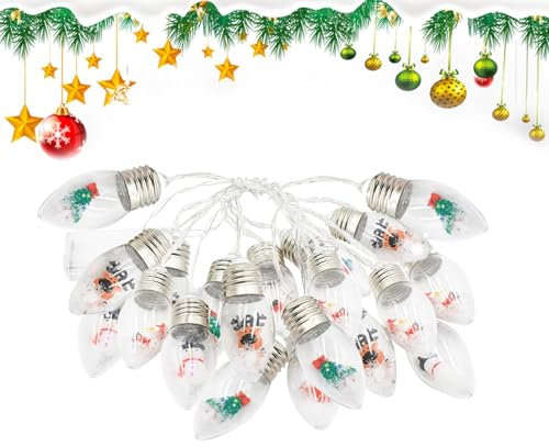 Guirnalda de luces de Navidad vintage para decoración navideña, decoraciones de celebraciones de Navidad, luces decorativas para árbol de Navidad con bonitos adornos, luces de hadas para árbol de