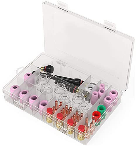 PAMENET 71 Stück WIG-Fackel, hartnäckige Gaslinse, 12 Glas-Set, für -17/18/26, WIG-Schweißzubehör