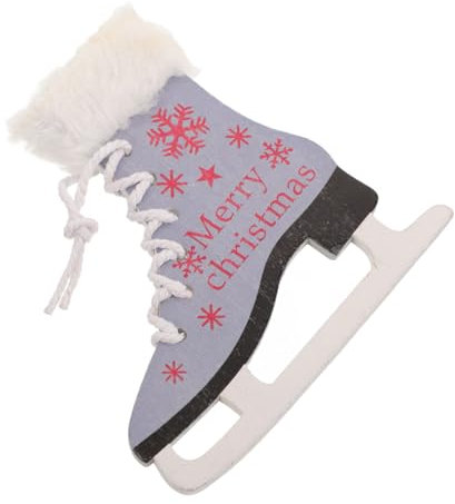 KOMBIUDA Weihnachtsanhänger Holz Eislaufschuhe Blau für Christbaum Fensterdekoration