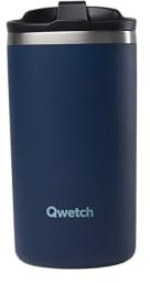 QWETCH - Travel Mug Isotherme - Bleu Marine 350ml - Thermos Café & Thé en Inox - 6h Chaud et 12h Froid - Sans BPA, Étanche, Mug de voyage