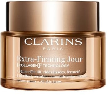 Clarins Extra-Firming Day Cream for All Skin Types | Anti-Ageing Moisturiser with Collagen Boosting Ingredients | Hydrating & Firming Face Cream | Refillable Packaging | 50ml