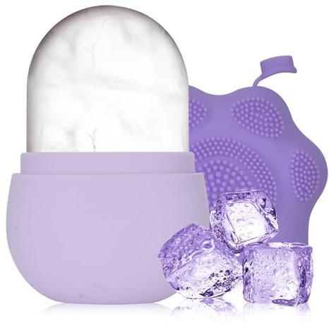 Ice Roller for Face, Reusable Silicone Ice Mask, Skincare Tool for Brightening Skin, Ice Compress to Shrink Pores, Relieve Puffiness, Improve Skin, Cat's Claw Shape, Beautiful and Practical (purple)