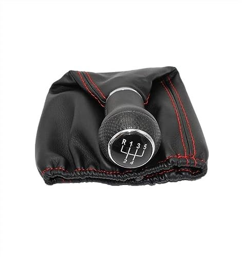 Pizgear for VW, for Caddy, 1997 1998 1999 2000 2001 2002 5-Gang-Auto-Schaltknauf, Lederstiefel-Schaltknauf Auto-Schalthebelknauf(Black)