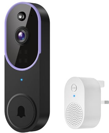 Wireless Smart Video Doorbell with Live View, AI Human Detection, 2-Way Audio, Night Vision, Doorbell Receiver, Cloud Storage (Sold Separately), 2.4G WiFi, Cloud Storage Sold Separately (Purple)