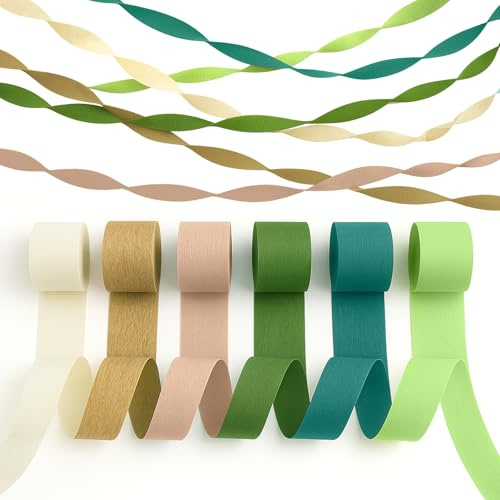6 Rotoli di Carta Crespa Colorata, Nastri Colorati 25m x 4.5cm per matrimoni, carnevale, eventi festivi e progetti creativi, serpentine e strisce multicolore, serpentine e strisce multicolore
