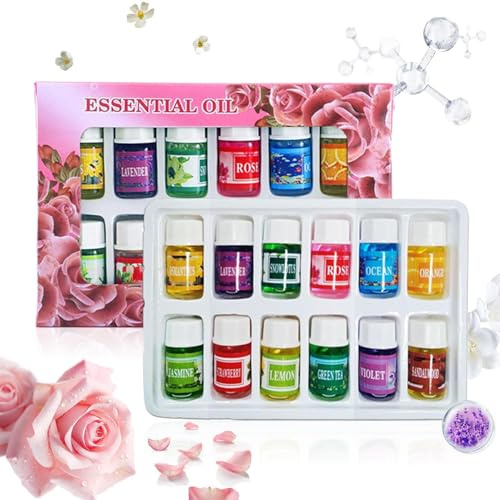 Kanoauo Ätherische Öle Für Diffusor, 12 Stücke Duftöl Aromen Set für das Zuhause, Natürliche wasserlösliche Luftbefeuchter Düfte 3ml Lang anhaltender Lufterfrischer für Raum, Auto und Zuhause