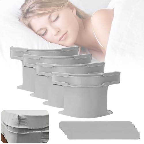 TTPOLONG 4 pièces de support de drap de lit avec bandes de verrouillage, supports d’angle amovibles pour protège-matelas, literie, couvertures (gris)