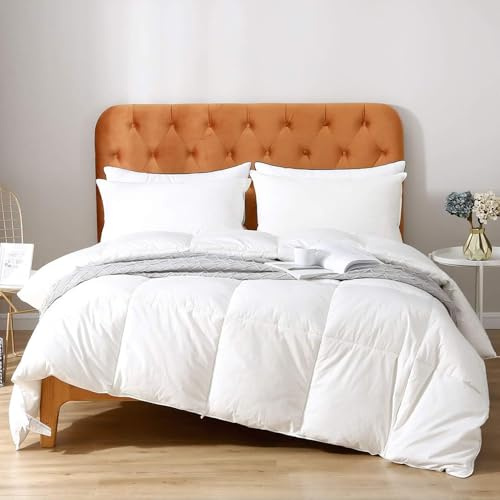 Oaken-Cat Piumino Estivo con Piume Coperta con 10%, Leggero con Trapuntatura, Federa in Cotone Oeko-Tex e RDS, Traspirante e Facile da Curare 220 × 240 cm