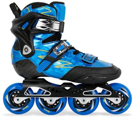 Verstellbare Racing-Inlineskates for Jungen Und Mädchen, Professionelle Carbonfaser-Inlineskates for Erwachsene Mit Hochpräzisen ABEC-9-Kugellagern, Hochleistungs-Fitness-Rennskate(Blau,30-32)