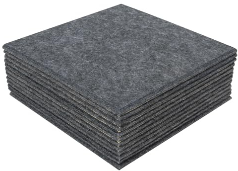 Akustikpaneele selbstklebend 12 Stücke, Wandpaneele aus Polyesterfaser 30×30×0,9 cm, Leichte Schallschutzplatten für Wanddekoration, Heimkino, Büro & Studio (Dunkelgrau)