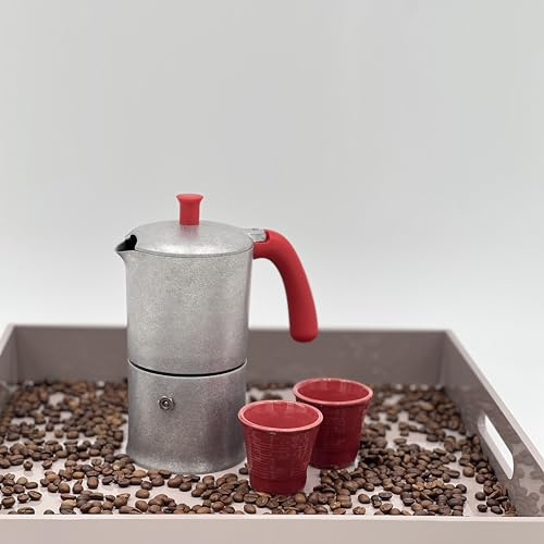 Angelina Caffettiera 6 Tazze Vintage Rosso – Moka Gas Classica